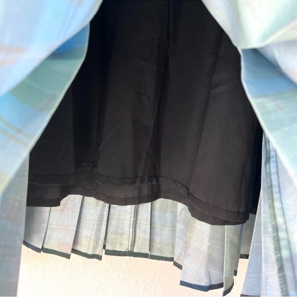 Tuckernuck Green and Blue Plaid Ruffle-Front Long-Sleeve Dress - Picture 9 of 10